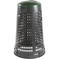 Gray trash can with green lid for waste bag