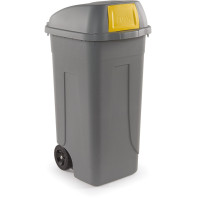 100L gray-yellow recycled plastic container with tilting hatch