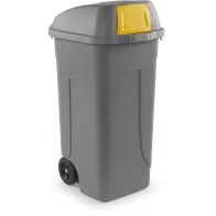 100L gray-yellow recycled plastic container with tilting hatch