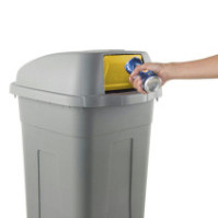 Sustainable recycled gray-yellow 100L plastic tipping container
