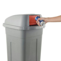 100L recycled grey-red plastic tilting hatch container