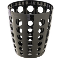 Black perforated designer trash can 12L elegant modern office