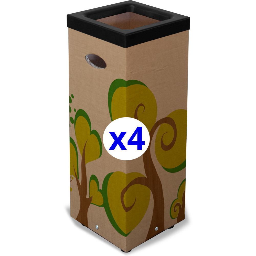 Eco-friendly cardboard trash can refills forest design