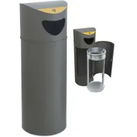 Round urban steel waste bin 35L