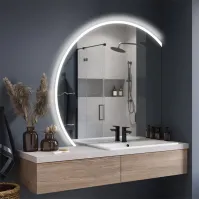 Modern elegant design round LED mirror