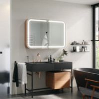 Rounded bathroom mirror cabinet