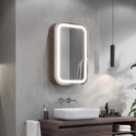 Rounded bathroom mirror cabinet
