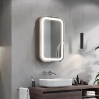 Rounded bathroom mirror cabinet