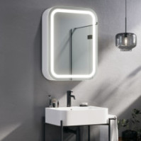 Rounded bathroom mirror cabinet
