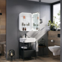 Modern mirrored wardrobe with rounded corners