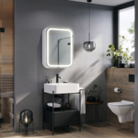 Rounded bathroom mirror cabinet