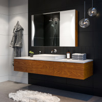 Bathroom with mirror cabinet