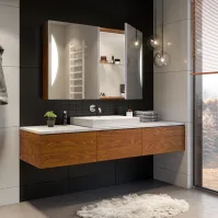 Bathroom mirror open view