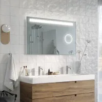 Magnifying mirror for LED mirror