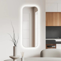 Slim LED mirror with rounded corners