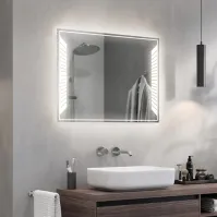 Rectangular mirror with piano key decor