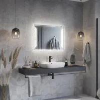 Rectangular LED mirror with piano key decor