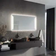 Rectangular illuminated mirror with piano key decor