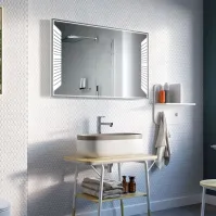 Rectangular mirror with piano key decor