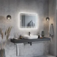 Rectangular illuminated mirror with touch switch