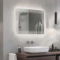 Rectangular illuminated mirror with direct connection