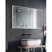 Rectangular illuminated mirror with sensor switch