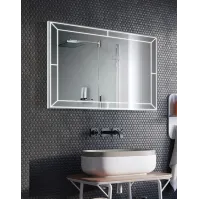 Rectangular illuminated mirror with sensor switch