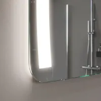Rectangular mirror with rounded corners and LED brackets