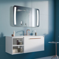 Rectangular mirror with rounded corners and LED brackets