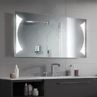 Custom-made rectangular LED mirror with decoration