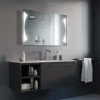 Rectangular LED Mirror with Custom Decor