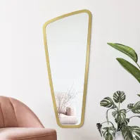 Distorted vertical mirror with gold frame