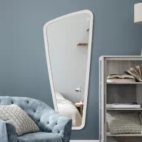 Distorted vertical mirror with white frame
