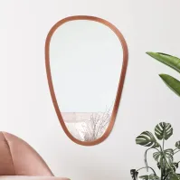 Distorted mirror with copper wood frame