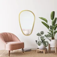 Distorted mirror with gold wooden frame