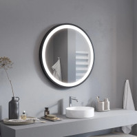 Round LED mirror with black frame - Ruke