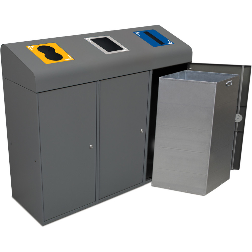 Berlin 95L Recyclingbehälter, robust und individuell anpassbar.