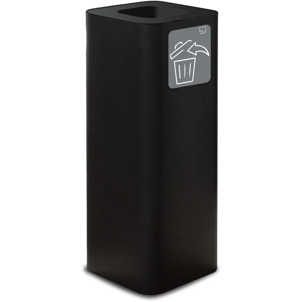 60-litre black designer bin with magnetic recycling symbol
