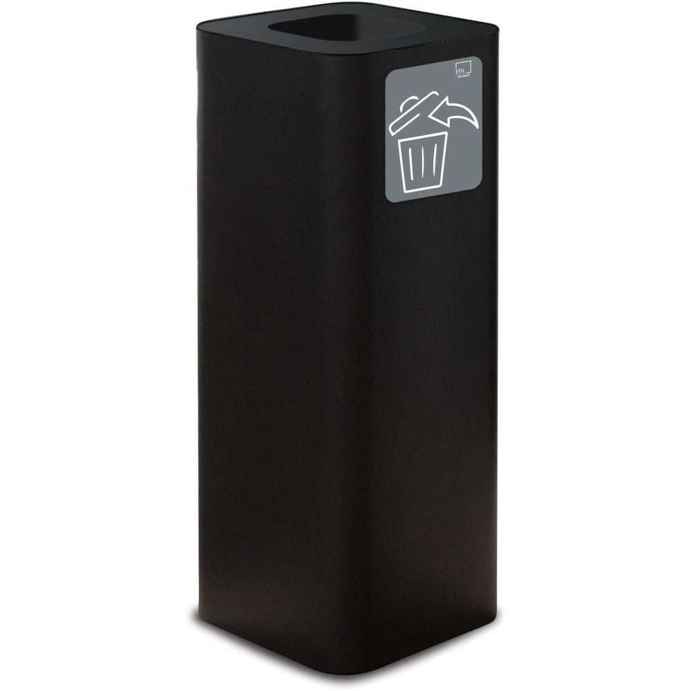 Poubelle design 60 litres noire avec symbole tous déchets magnétique