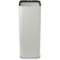 Weißer Design-Abfalleimer, 60 Liter, mit magnetischem Abfallsymbol.