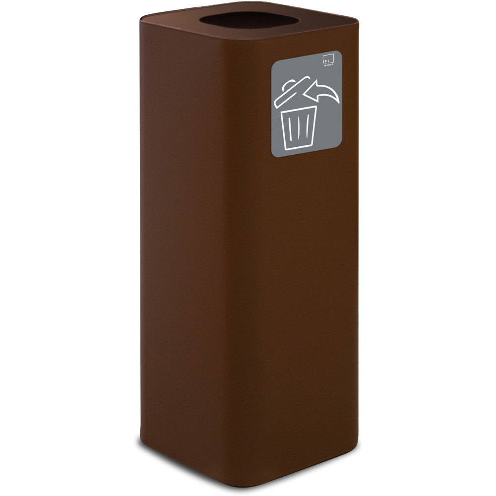 60-litre corten steel designer bin with magnetic pictogram for all waste