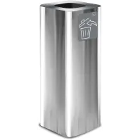 Poubelle design 60 litres inox brillant avec pictogramme magnétique