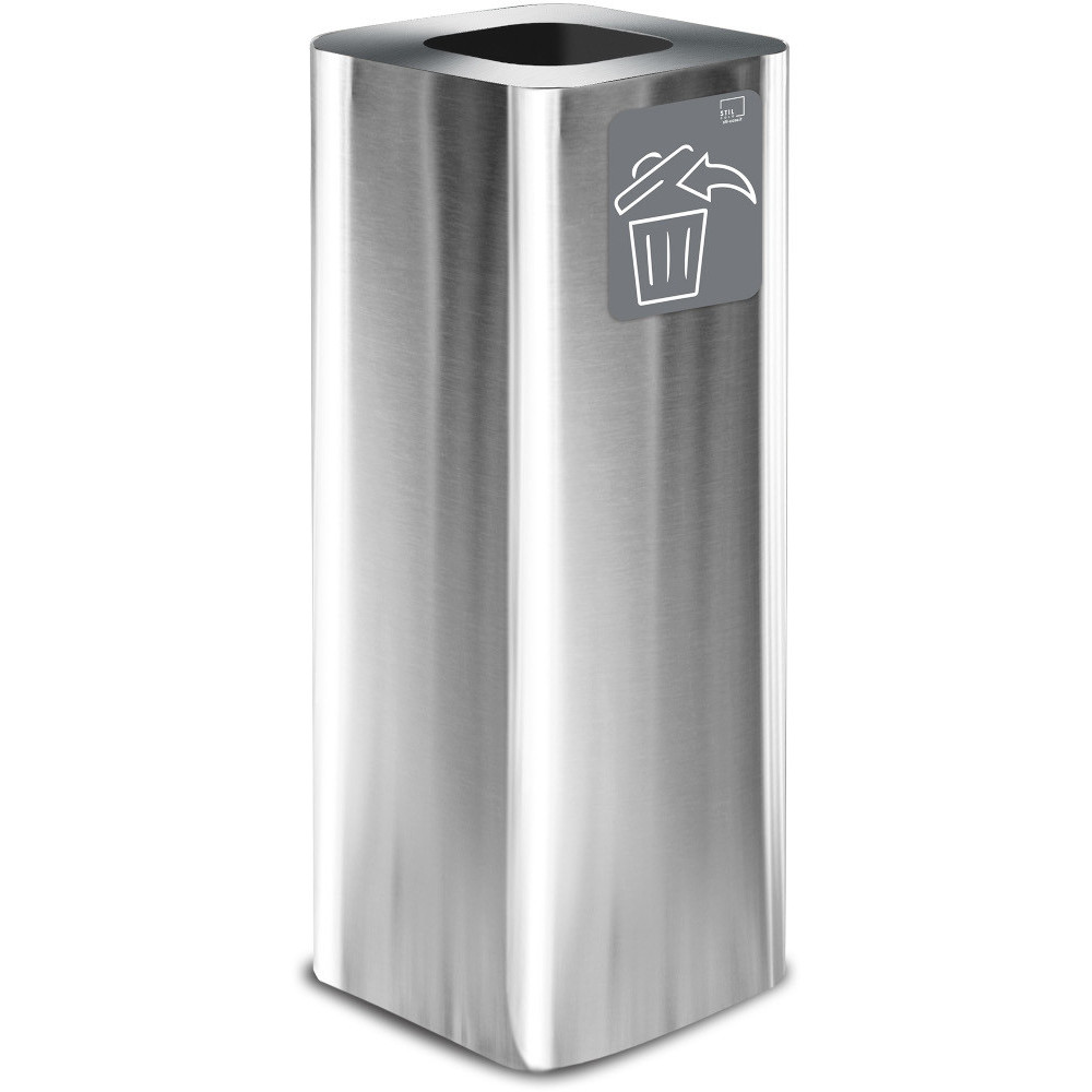 Poubelle design 60 litres inox brillant avec pictogramme magnétique