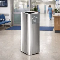 Poubelle design 60 litres en inox brillant pour tous déchets
