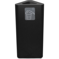 Black triangular bin, 60 litres, with magnetic pictogram.
