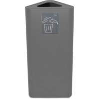 60-Liter-Eckmülleimer in Dreiecksform, grau, mit magnetischem Piktogramm.