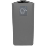 60-litre grey triangular corner bin with magnetic pictogram.