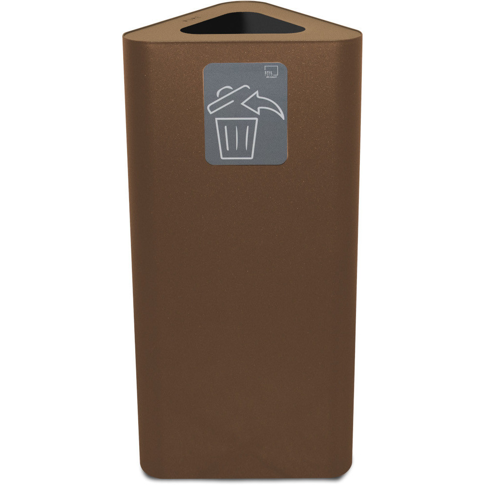 60-litre triangular corten steel bin for all waste