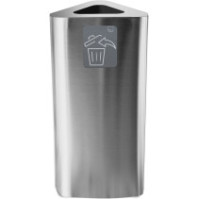 60-litre stainless steel triangular bin with magnetic pictogram.