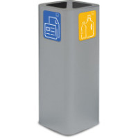 Grauer 60-Liter-Mülleimer mit magnetischem Piktogramm für Recycling